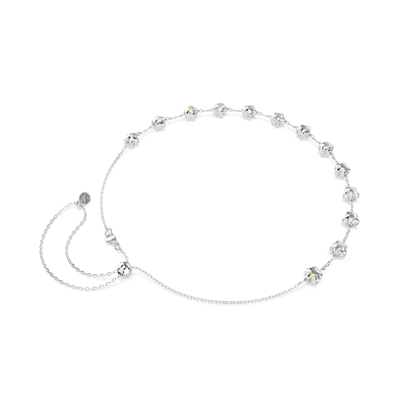 swarovski chroma necklace  mixed cuts  star  white  rhodium plated