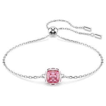swarovski birthstone bracelet square cut october pink rhodium plated