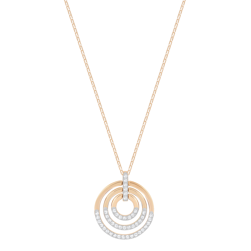 Circle Pendant, White, Rose-gold tone plated