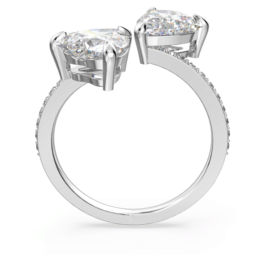 swarovski mesmera open ring  heart  white  rhodium plated