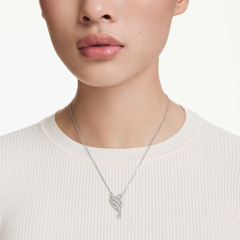 swarovski swan vienna pendant  swan  white  rhodium plated