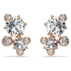 swarovski constella stud earrings  round cut  white  18k rose gold finish