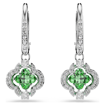 swarovski una angelic drop earrings  mixed cuts  green  rhodium plated