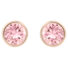 Solitaire stud earrings, Round cut, Pink, Rose gold-tone plated