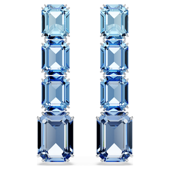 swarovski millenia drop earrings octagon cut color gradient blue rhodium plated