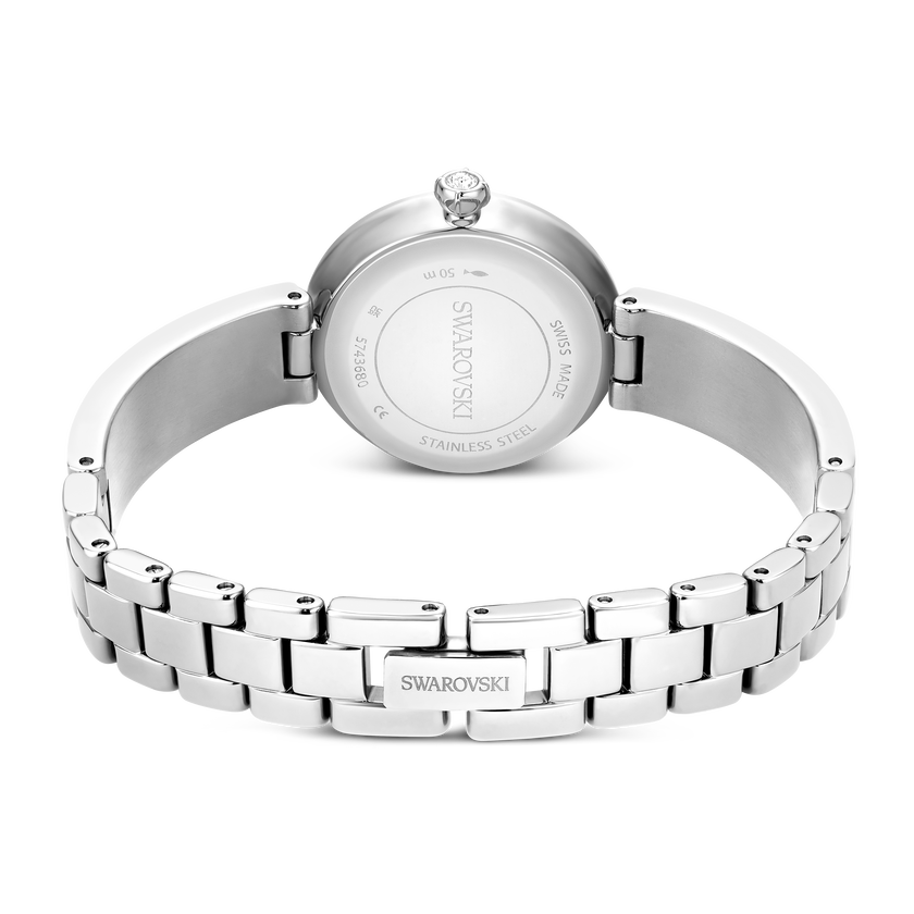 swarovski matrix pearl bangle watch  swiss made  crystal bracelet  white  stainless steel