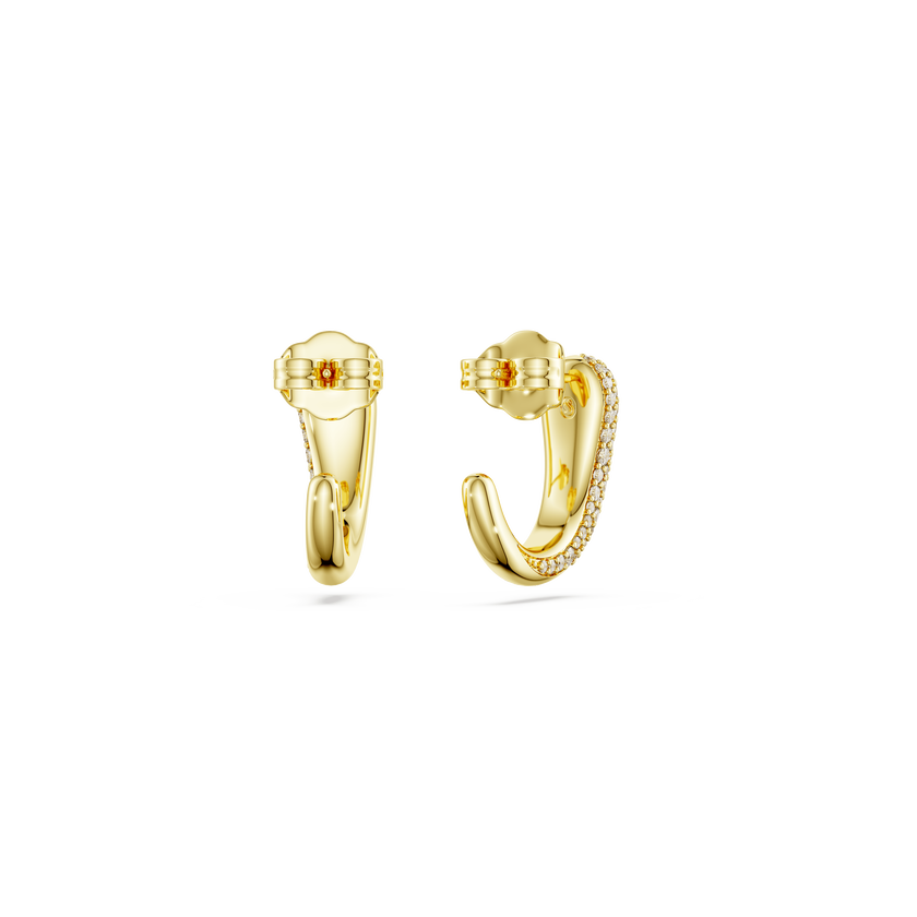swarovski classica hoop earrings  round cut  white  sterling silver  18k gold finish