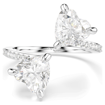 swarovski mesmera attract open ring heart cut pav heart white silver tone finish