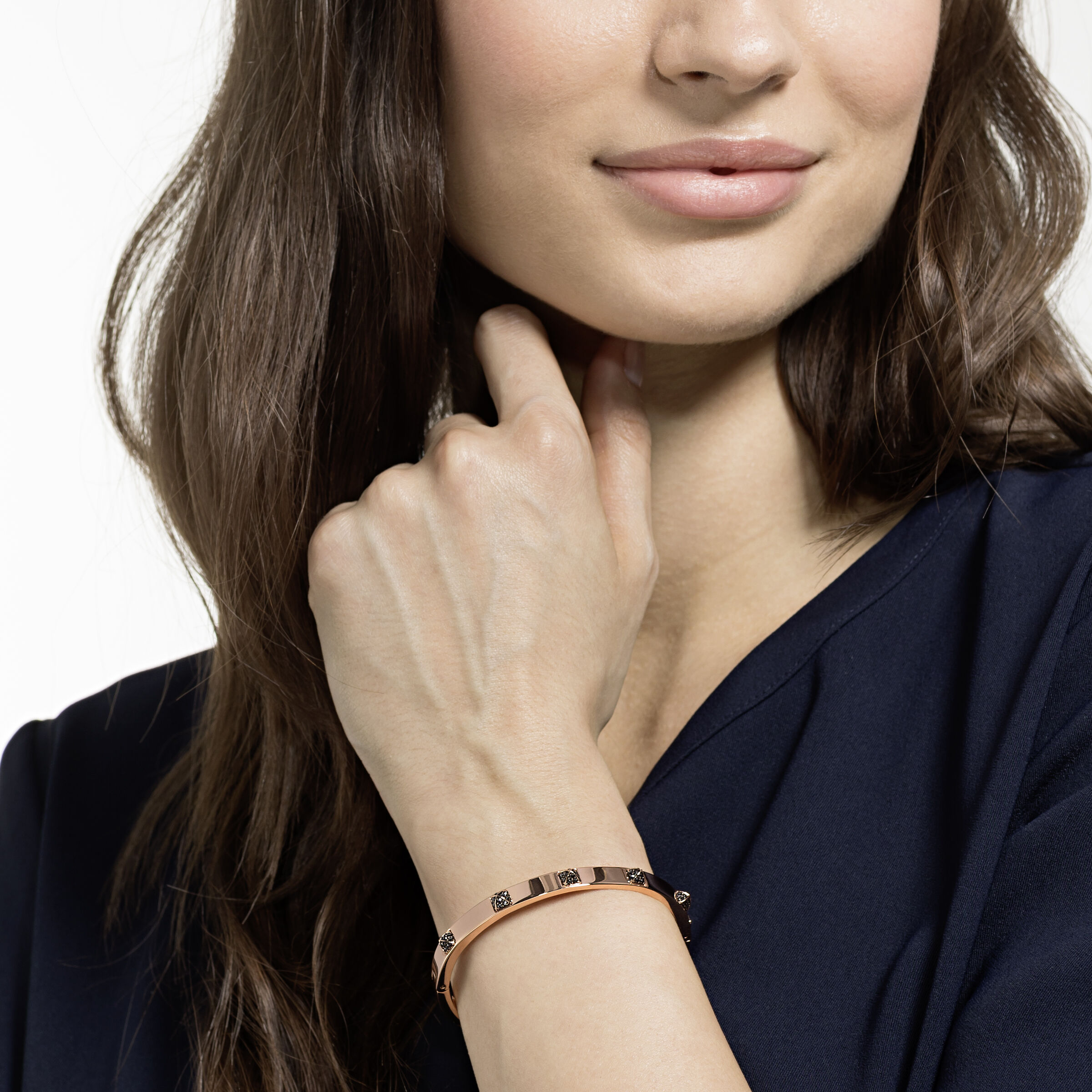 The Tactic Bangle Black Rose gold tone plated