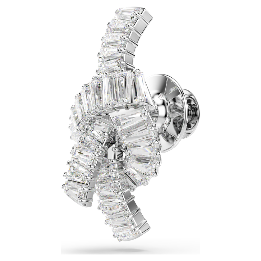swarovski matrix tack pin  baguette cut  knot  white  rhodium plated