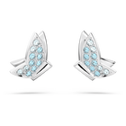 Lilia stud earrings, Butterfly, Blue, Rhodium plated