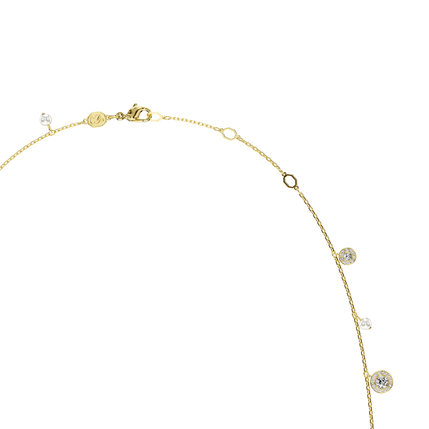 swarovski una angelic strandage  crystal pearl  round cut  white  gold tone plated
