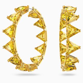 Millenia hoop earrings, Yellow, Gold-tone plated