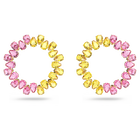 Millenia hoop earrings, Pear cut crystals, Multicolored, Gold-tone plated