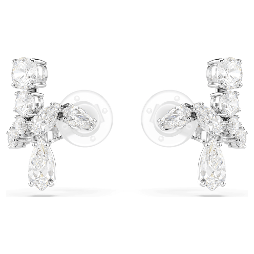 swarovski matrix clip earrings  mixed cuts  white  rhodium plated