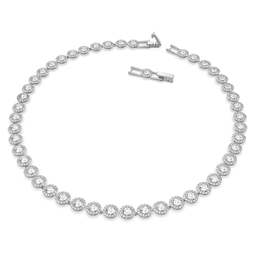 swarovski una angelic tennis necklace  round cut  medium  white  rhodium plated