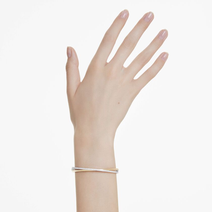 swarovski hyperbola bangle  round cut  white  mixed metal finish