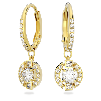 swarovski sparkling dance drop earrings  round cut  white  gold tone plated