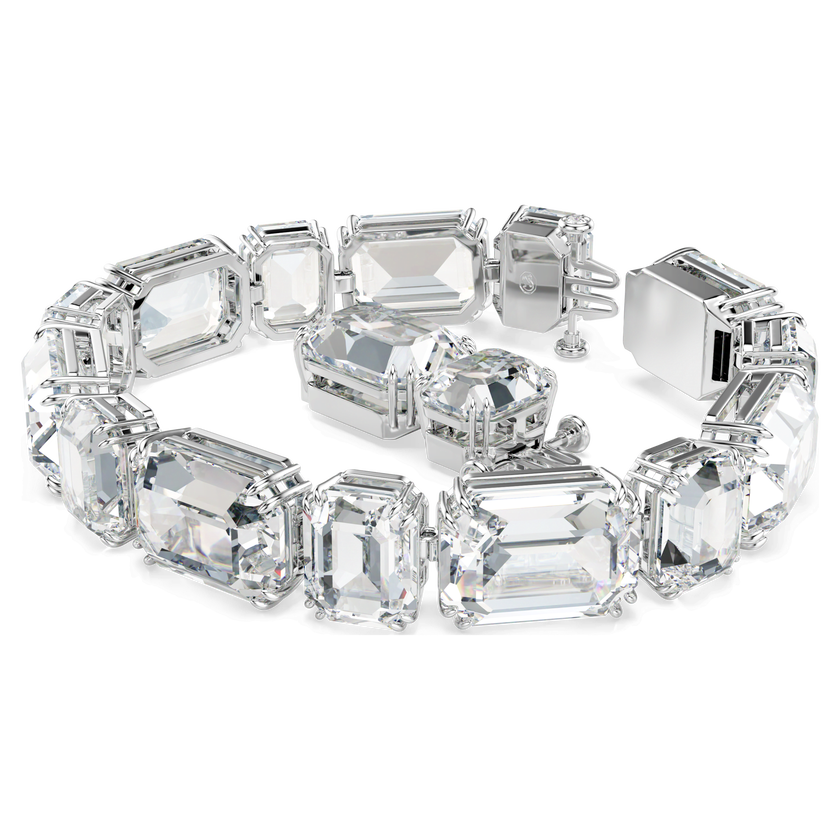 swarovski millenia tennis bracelet  octagon cut  white  rhodium plated