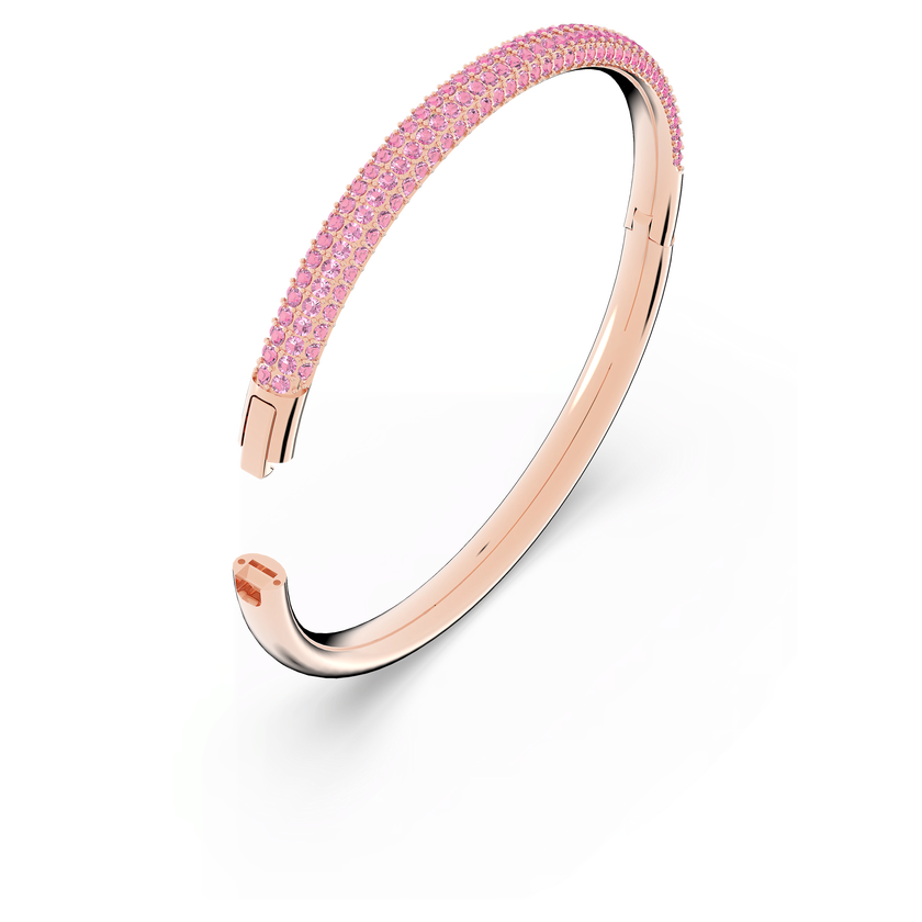 swarovski stone bangle  pink  rose gold tone finish
