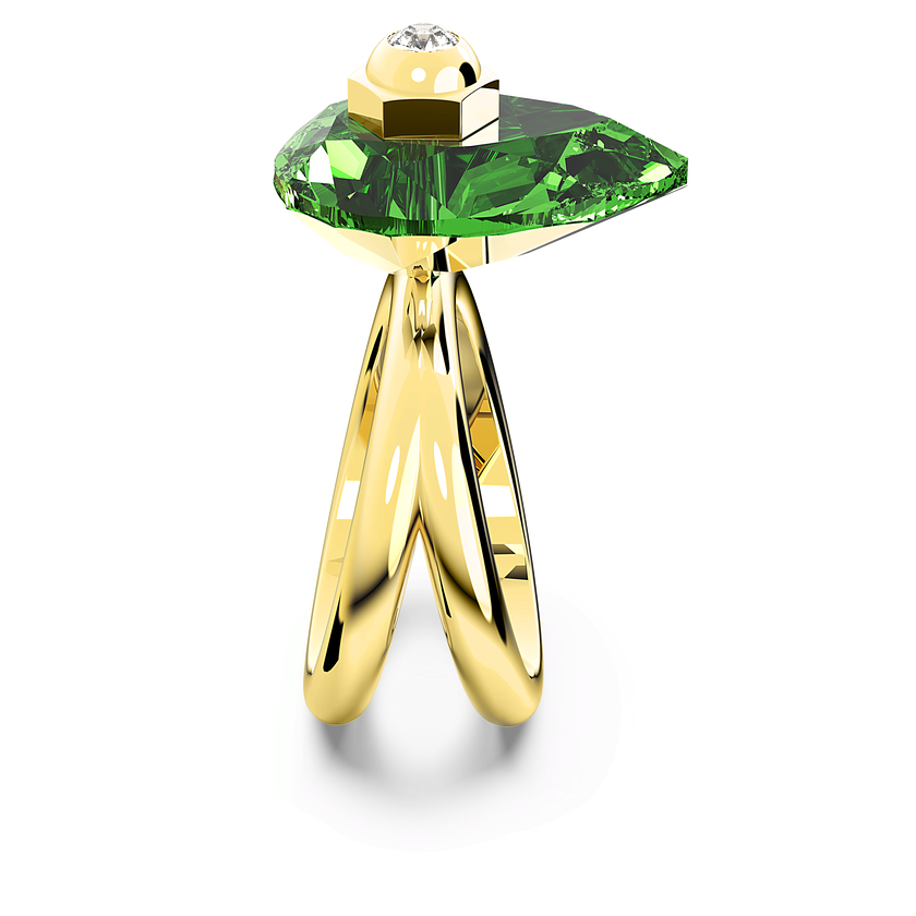 swarovski studiosa ring  green  gold tone plated