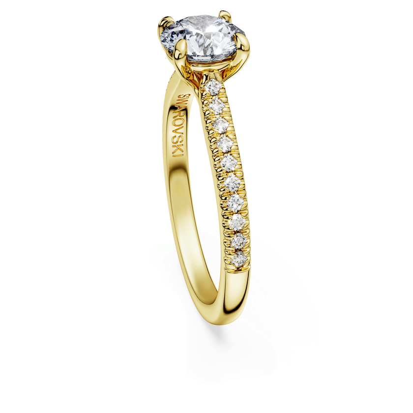 swarovski eternity solitaire ring  lab grown diamonds 1 2 ct tw  round shape  18k yellow gold