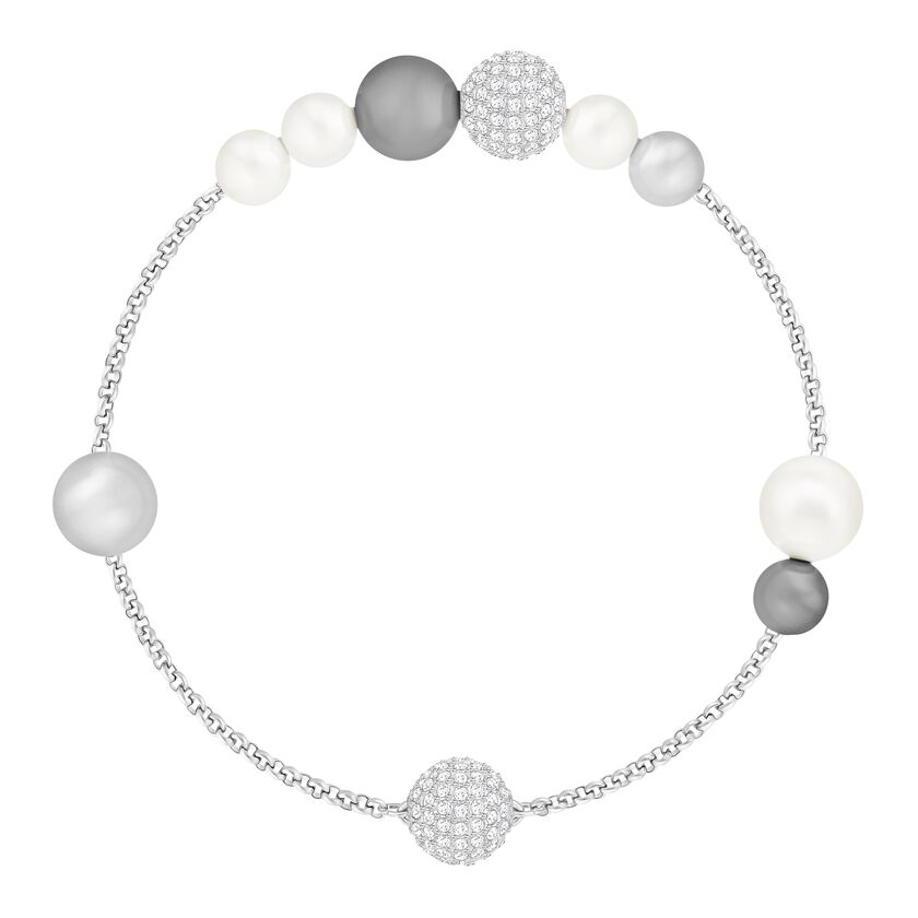 The Swarovski Remix Collection, Mixed Gray Crystal, Pearl, White, Rhodium Plated