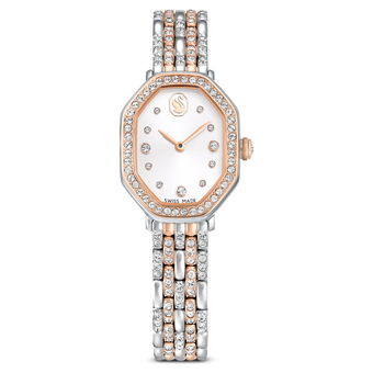 swarovski dextera octagon watch swiss made metal bracelet silver tone rose gold tone finish