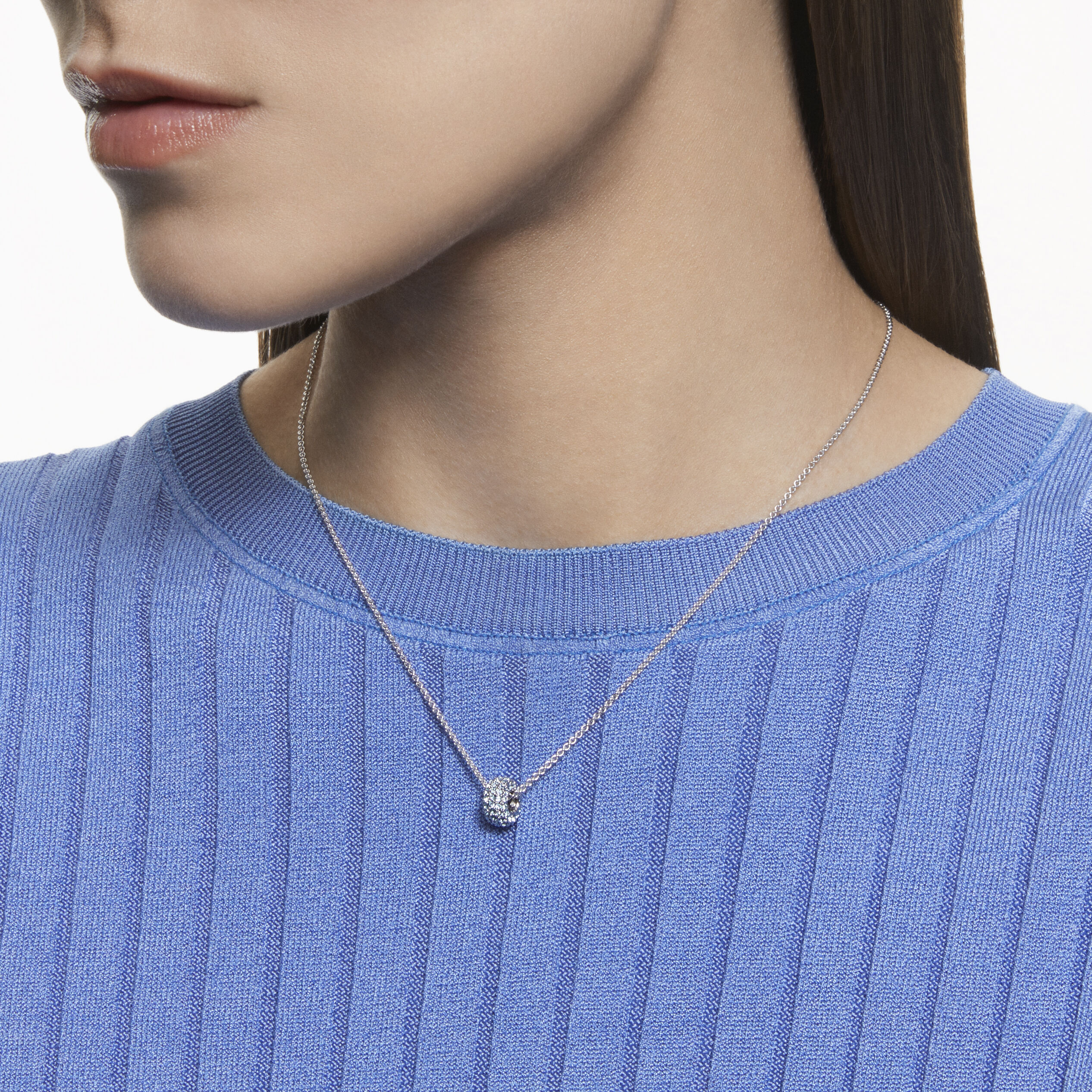 Buy Swarovski Stone pendant Blue Rhodium plated
