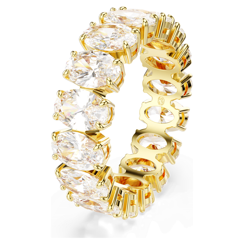 swarovski matrix ring  oval cut  white  gold tone plated