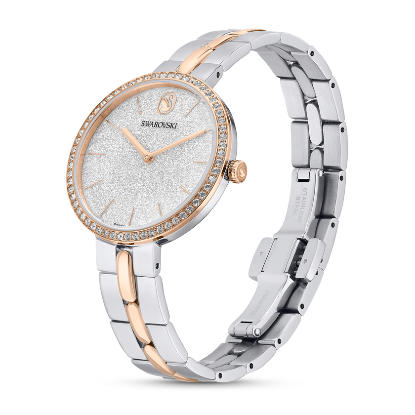 swarovski cosmopolitan watch  swiss made  metal bracelet  silver tone  mixed metal finish