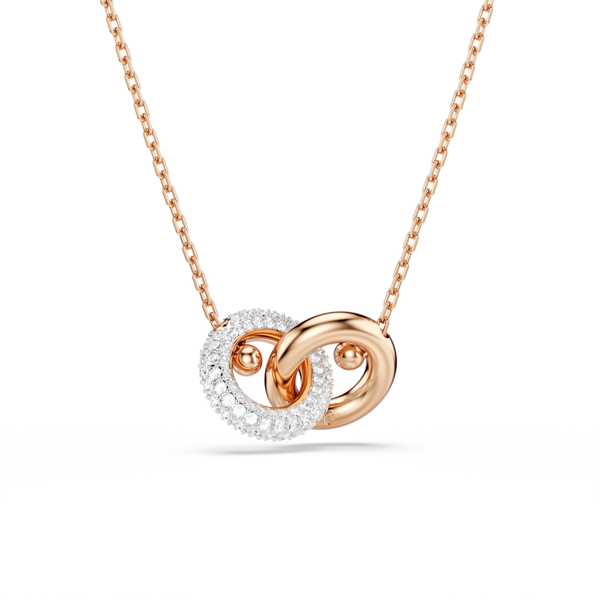 swarovski dextera pendant  round cut  white  rose gold tone plated