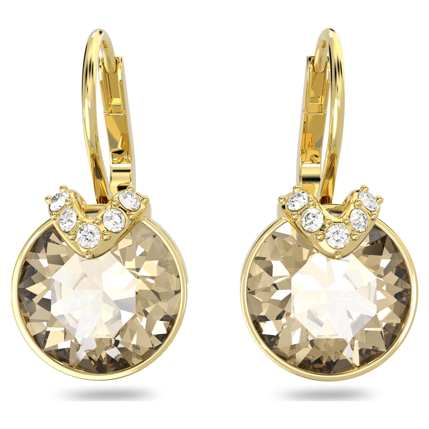 swarovski bella v drop earrings  round cut  gold tone  gold tone plated