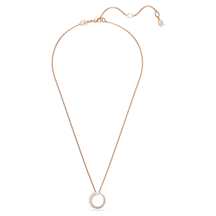 swarovski matrix pendant  crystal pearl  round cut  white  rose gold tone plated