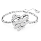 Volta bracelet, Heart, White, Rhodium plated