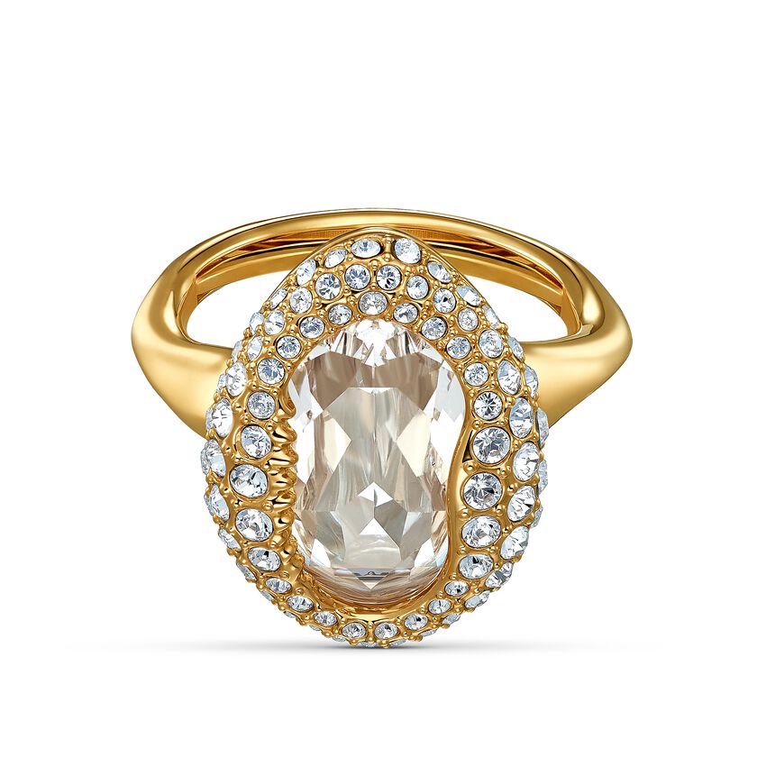 Shell Ring, White, Gold-tone plated