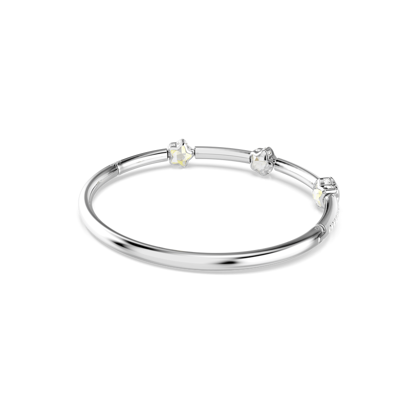 swarovski chroma bangle  mixed cuts  star  white  rhodium plated