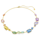 swarovski gema necklace  mixed cuts  multicolored  gold tone plated