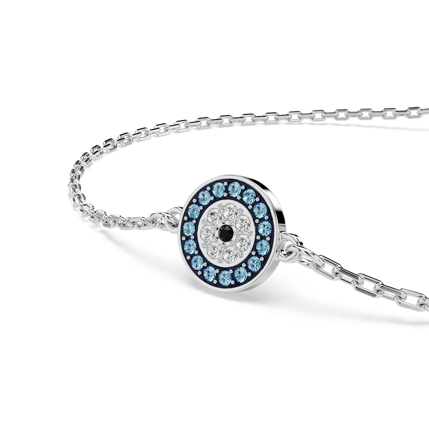 swarovski luckily bracelet  pav   eye  blue  rhodium plated