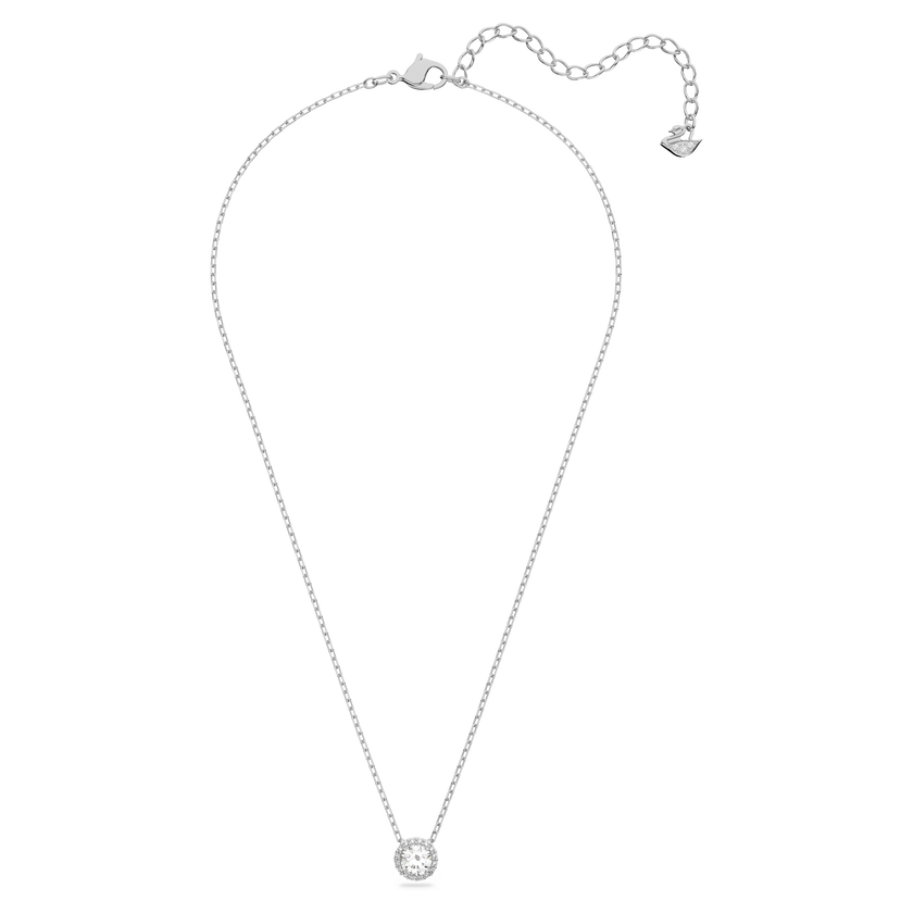 swarovski angelic pendant  round cut  white  rhodium plated