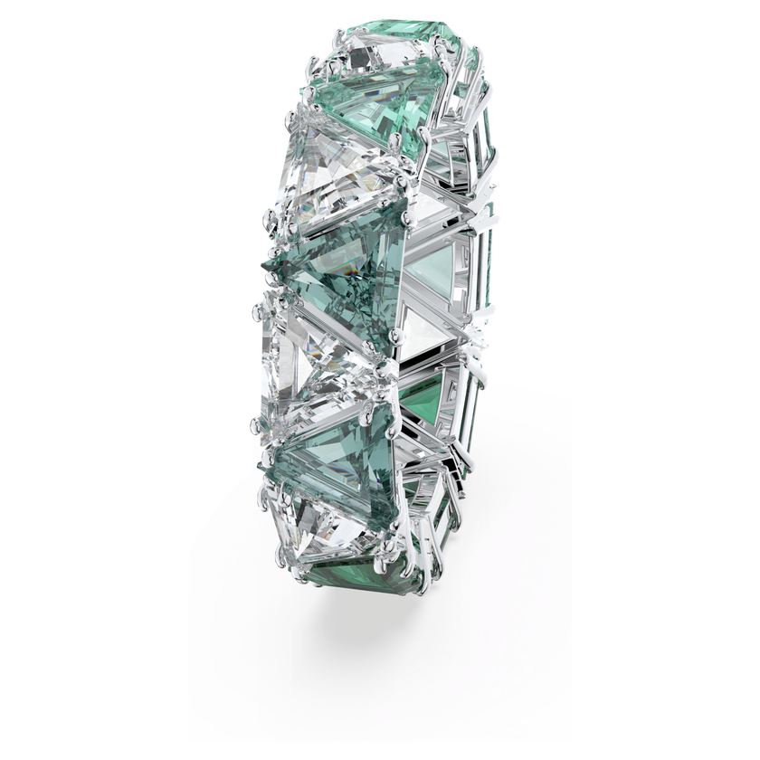 swarovski matrix cocktail ring  triangle cut  green  rhodium plated