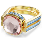 swarovski chroma ring cushion cut multicolored gold tone plated