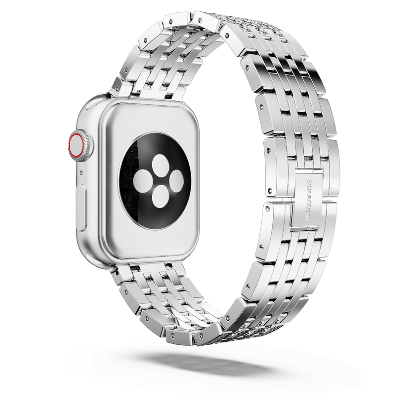 swarovski princess strap  for apple watch  40mm   41mm  silver tone  stainless steel