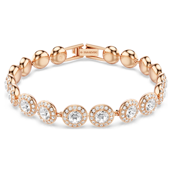 swarovski una angelic bracelet  round cut  pav   medium  white  18k rose gold finish