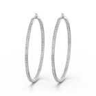 Rare Hoop Pierced Earrings, White, Rhodium plated