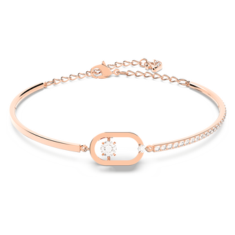 swarovski una bracelet round cut oval shape white rose gold tone plated