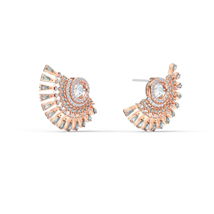 Swarovski Sparkling Dance Dial Up Pierced Earrings, Grey, Rose-gold tone plated