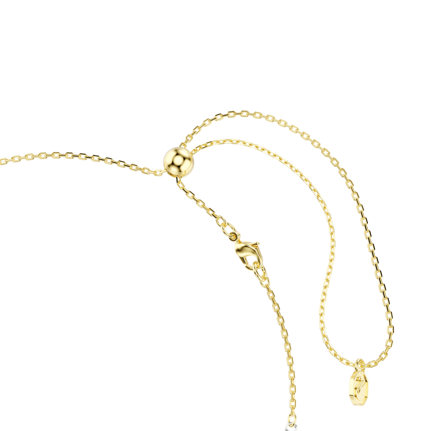 swarovski hyperbola y necklace  round cut  knot  white  mixed metal finish