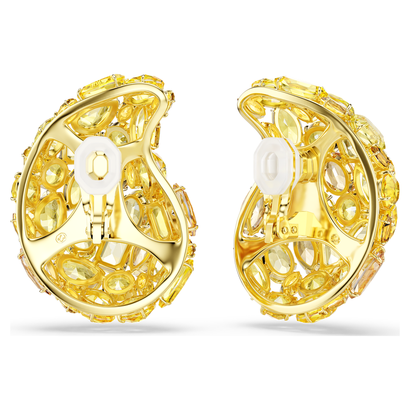 swarovski gema clip earrings  yellow  gold tone plated