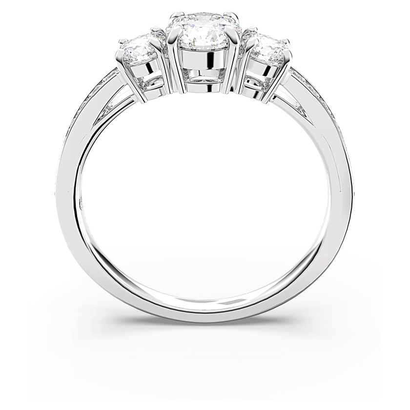 swarovski stilla attract ring  round cut  white  silver tone finish